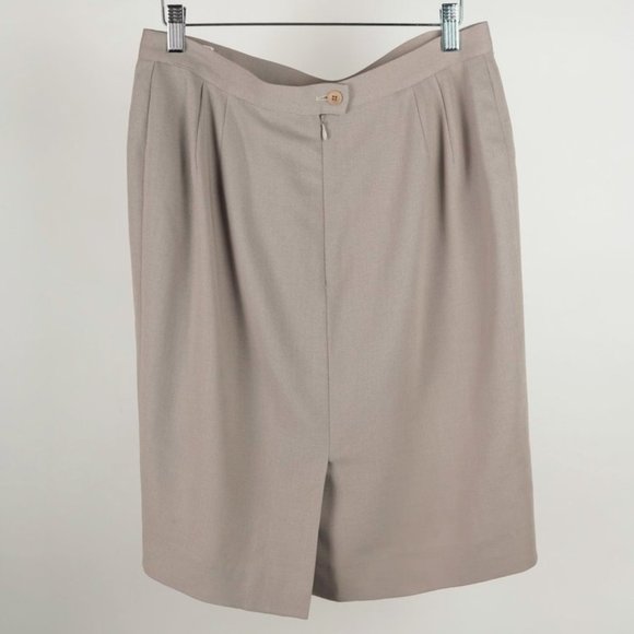 Giorgio Armani Taupe Wool Crepe Pencil Skirt - Picture 2 of 5